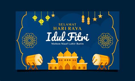 Gradient Selamat Hari Raya Idul Fitri Horizontal Banner Template Design
