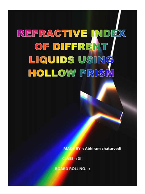 Refractive Index Of Different Liquids Using Hollow Prism Pdf Prism