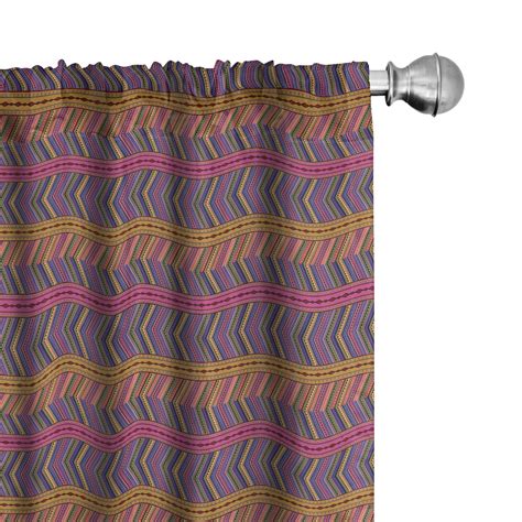Ambesonne Ethnic Panel Curtains Mexican Geometric Shapes Art X Hot Pink And Dark