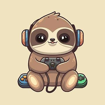 gaming cute sloth sticker  sale  laugh lines redbubble