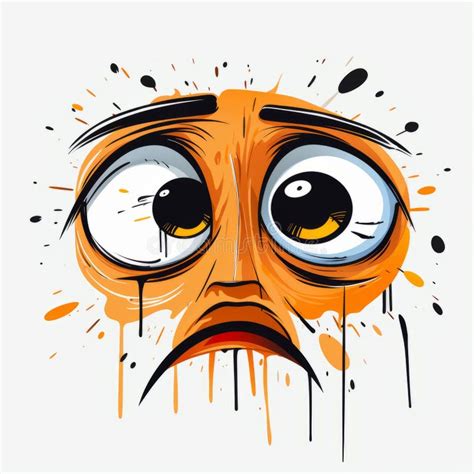 Sad Orange Cartoon Face Clipart - Urban Emotions Vector Illustration ...