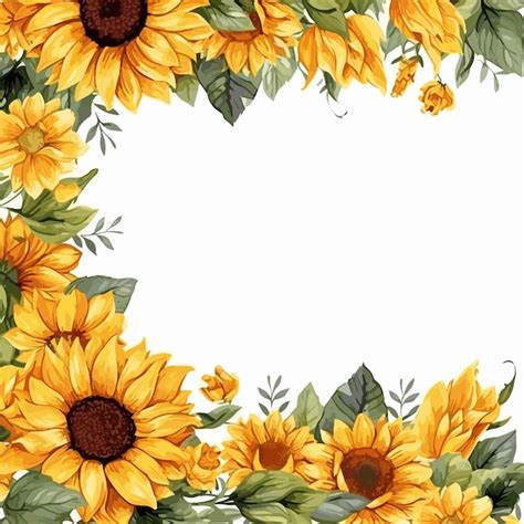 Premium Vector Sunflower Border Floral Frame