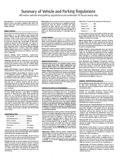 Parking Map & Regulations - Anderson University | OperationsCommander