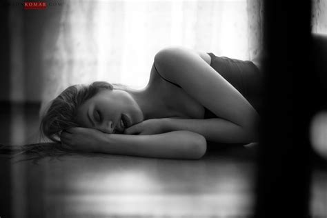 Women Model Long Hair Brunette Lying On Side Open Mouth Closed Eyes Bare Shoulders On