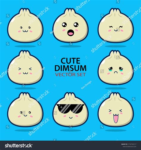 Cute Dimsum Vector Set Premium Vector Stock Vector Royalty Free