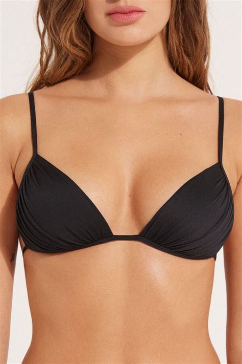 Top de bikini triangular de microfibra reciclada con fruncido Triángulo Mujer Tezenis