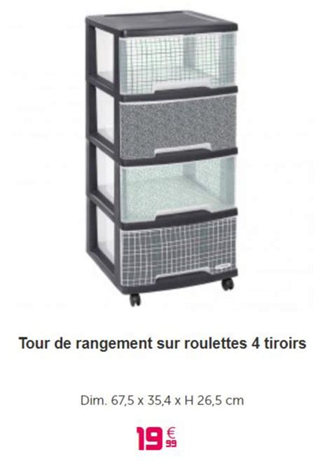 Promo Tour De Rangement Sur Roulettes Tiroirs Chez Gifi