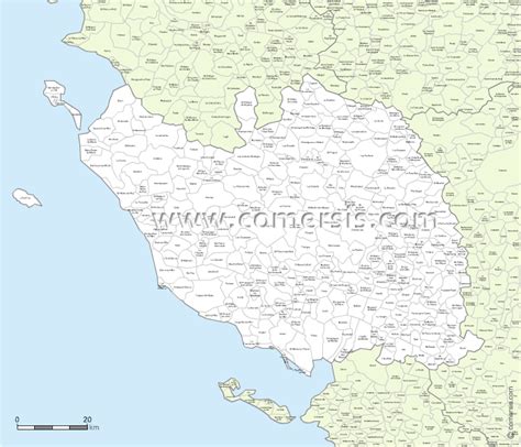carte des villes  communes limitrophes de la vendee