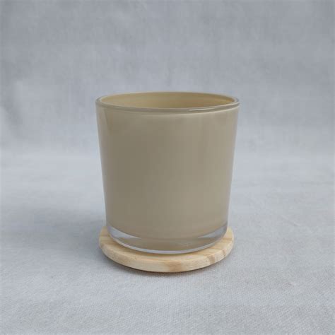 Copo de Vidro Tampa de Madeira Para Vela 265ml Nude Brilhoso 6 unidades Castiçais e Porta