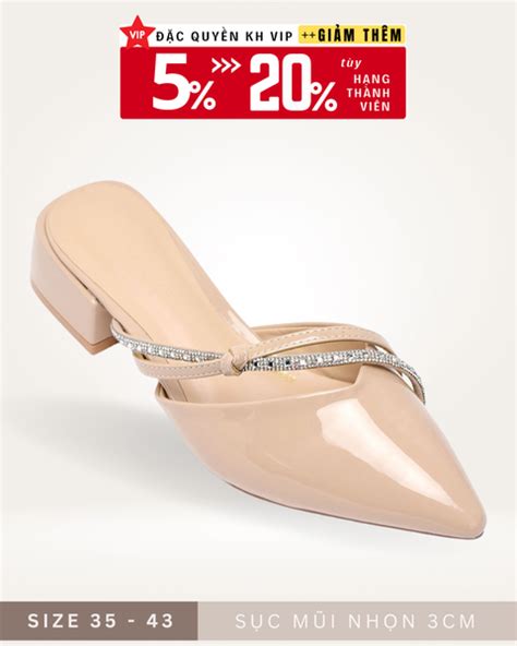 Giày Sục Nữ Big Size Màu Nude Dép Cao Gót Guốc Cao Gót 3cm Giày Nữ Merly