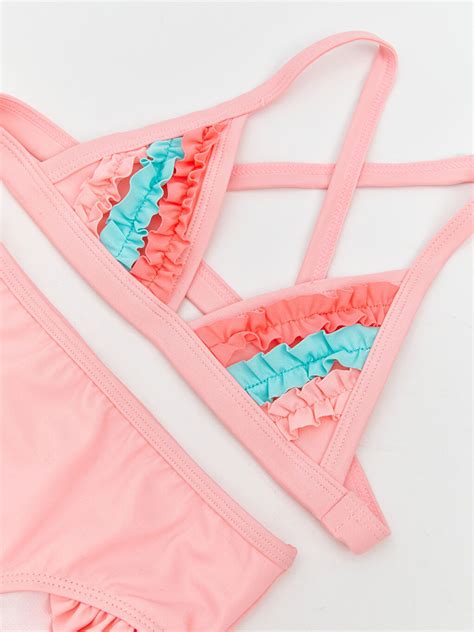 LCW Kids Pembe Kuruvase Yaka Kız Çocuk Bikini Takım S IN Z CVR LCW
