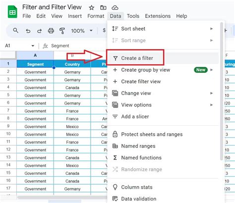 how to add filter in google sheet