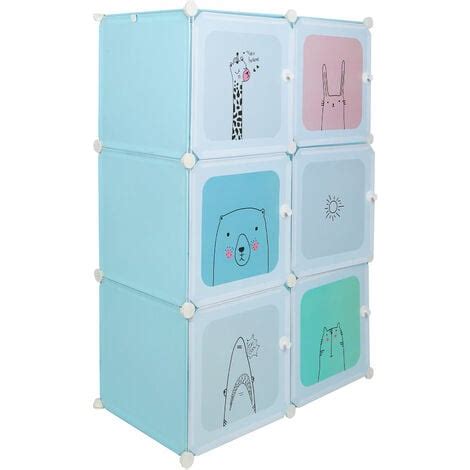 Hofuton Armoire Meuble De Rangement Cubes Pour Enfants Bleu