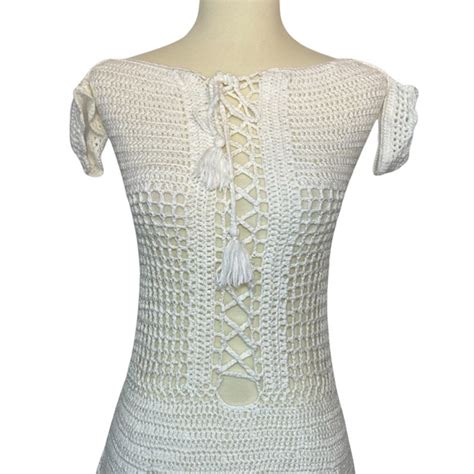 Swim Boho Crochet Lace Up Beach Dress Bikini Coverup Poshmark