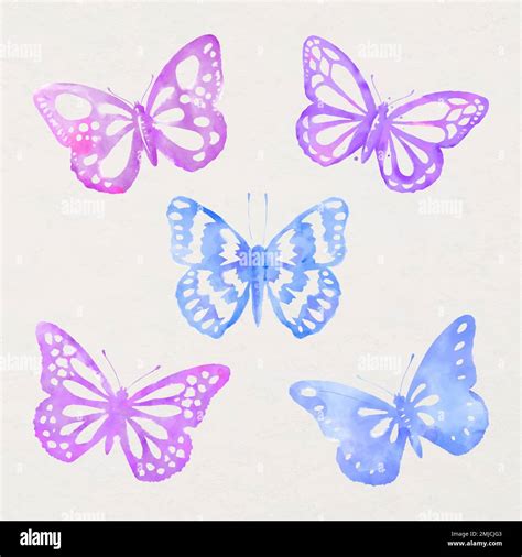 Watercolor Butterfly Sticker Design Element Stamp Vector Stock Vector