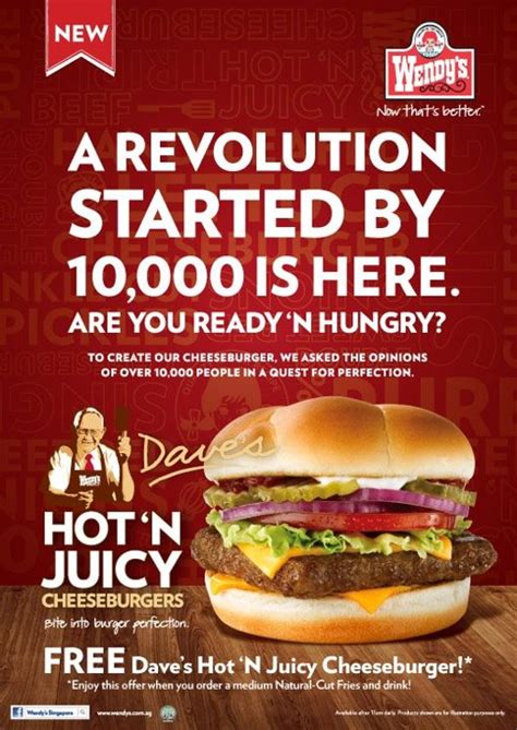 Wendy S FREE Dave S Hot N Juicy Cheeseburger Great Deals Singapore