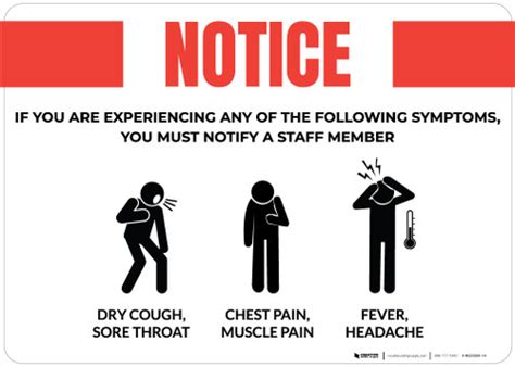notice notify staff  experiencing symptoms  icons landscape