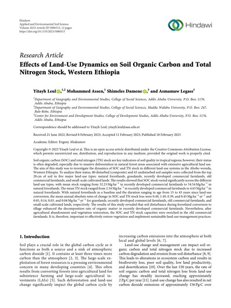 Pdf Effects Of Land Use Dynamics On Soil Organic Carbon And Total