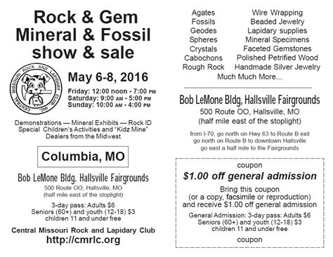 Central Missouri Rock And Lapidary Club Gem Mineral And Fossil Show