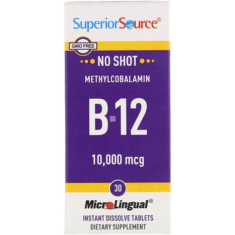Метилкобаламин B12, 5000 мкг, B-6 и фолиевая кислота, Superior Source ...