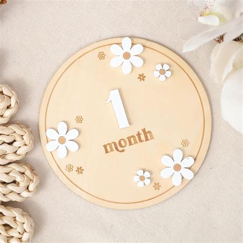 Amazon Wooden Boho Daisy Flower Milestone Cards 1Month Milestone