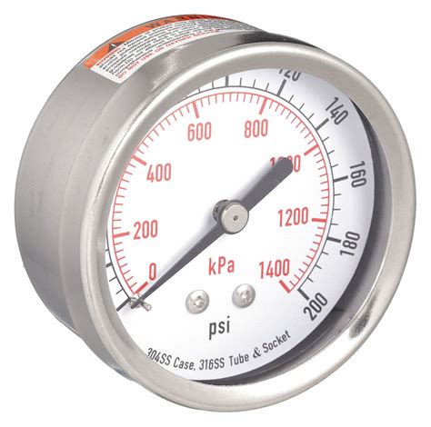 Corrosion Resistant Case 0 To 200 Psi Commercial Pressure Gauge