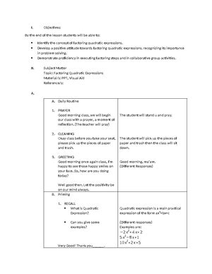 Group Lesson Plan Detailed Lesson Plan In Educ As Approach