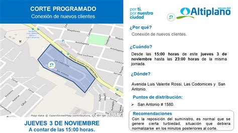 Aguas Del Altiplano Realizar Corte Programado En Sector Sur Oriente De