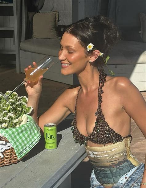 Bella Hadids Tiny Red String Bikini In Snow Is