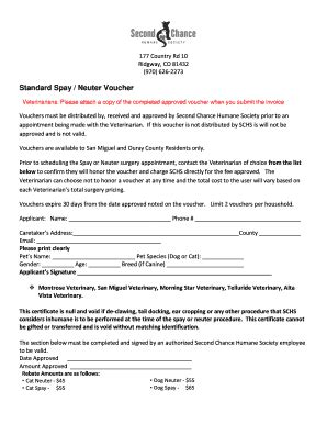 Fillable Online Spay Neuter Voucher Application Fax Email Print PdfFiller