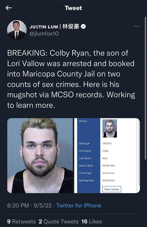 Colby Ryan Arrested On Two Counts Of Sex Crimes Rlorivallow