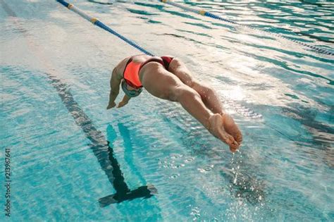 Female swimmer diving into indoor sports swimming pool | Swimmer ...