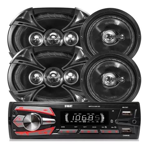 Radio Bluetooth Kit Facil Bravox Alto Falante 6x9 6 Black