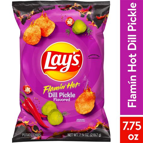 Lays Flamin Hot Dill Pickle Flavored Potato Chips Oz Bag