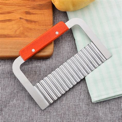 Potato Chip Vegetable Crinkle Wavy Cutter Blade Tool Fry Fries Hand