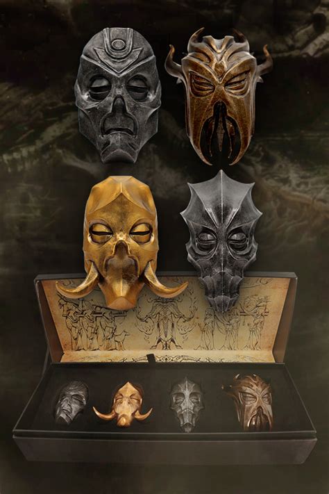 The Elder Scrolls V Skyrim Set Of 4 Dragon Priest Masks Bethesda International Gear Store