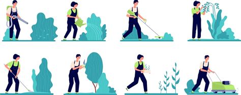 Isometric Gardeners Farmers Work In Garden Vector Image