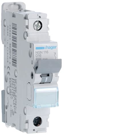 Disjuntor 1P 16A D 6/10kA 1M • NGN116 | Hager