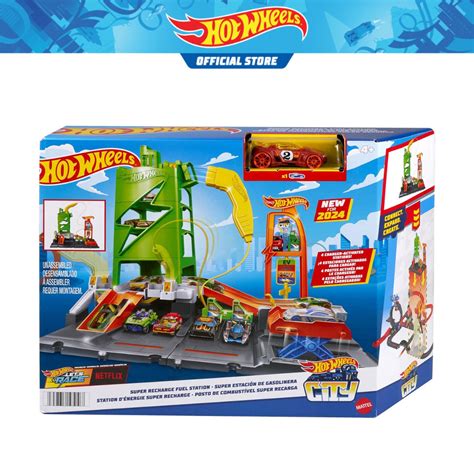 Hot Wheels City Super Recharge Fuel Station With Scale Toy Car Shopee Malaysia