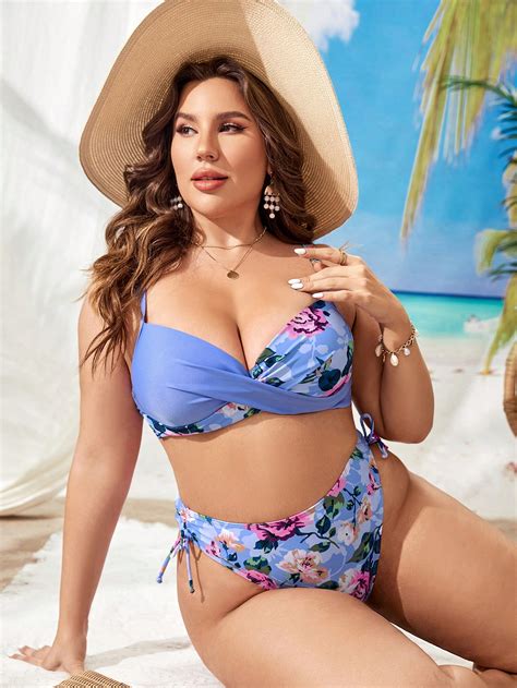 Shein Swim Vcay Plus Floral Print Push Up Bikini Swimsuit Shein Usa