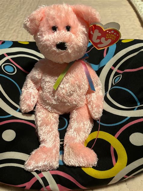 Ty Beanie Baby Sherbet The Pink Teddy Bear 2001 Rainbow Color Etsy