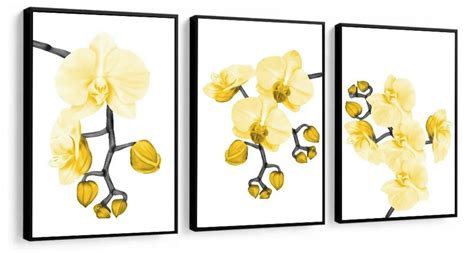 3 Quadros Decorativos Flores Orquídeas Amarelas Moldura Elo7