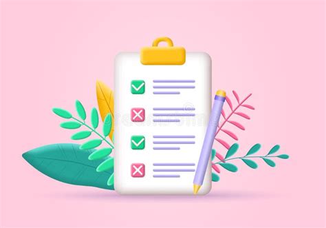 Checklist On Clipboard 3d Check List Icon Paper Document With Note