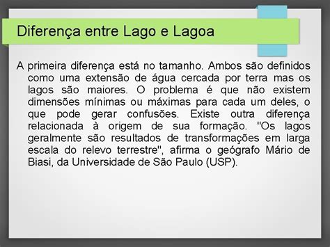 Diferenca Entre Lago E Lagoa - Hidrologia Lagos e Lagoas Felipe Jos Euzbio Lago