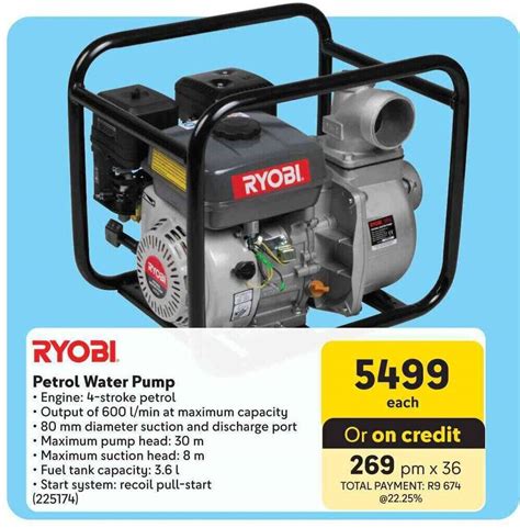 Ryobi Petrol Water Pump Offer At Makro