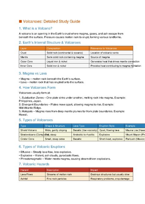 Volcanoes: Comprehensive Study Guide for Geology 101 - Studocu