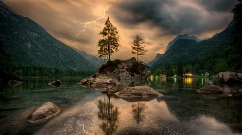 nature waters travel mountain landscape 4k HD Wallpaper