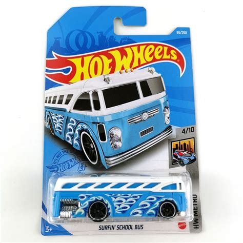 Машинка Mattel Hot Wheels C Surfin School Bus Sky Blue And White купить с доставкой