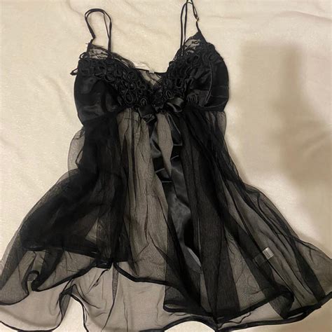 Black Lace Lingerie Babydoll Top With Adjustable Depop