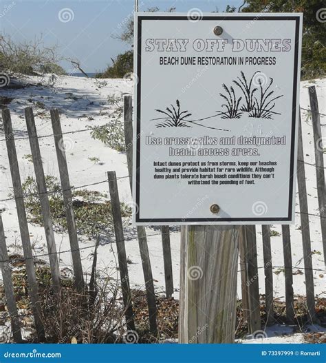 Florida Beach Dune Restoration Sign Stock Image - Image of ecology